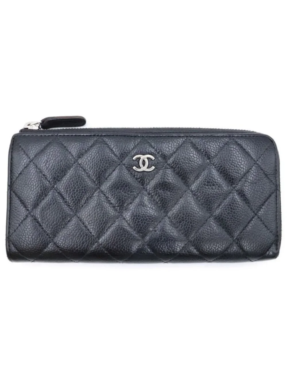 Chanel Caviar Quilted Round Zip Wallet Black